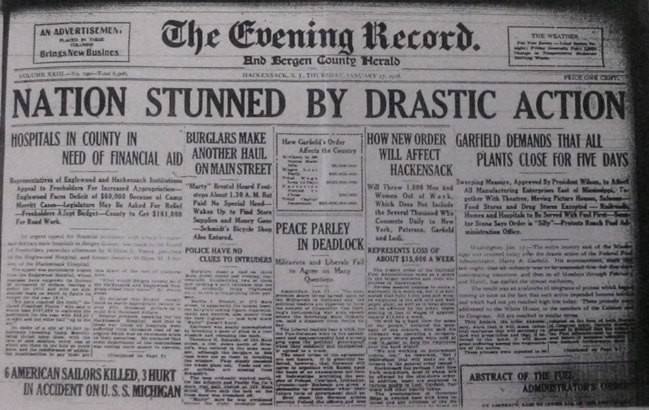 Nation Stunned by Drastic Action January 17 1918